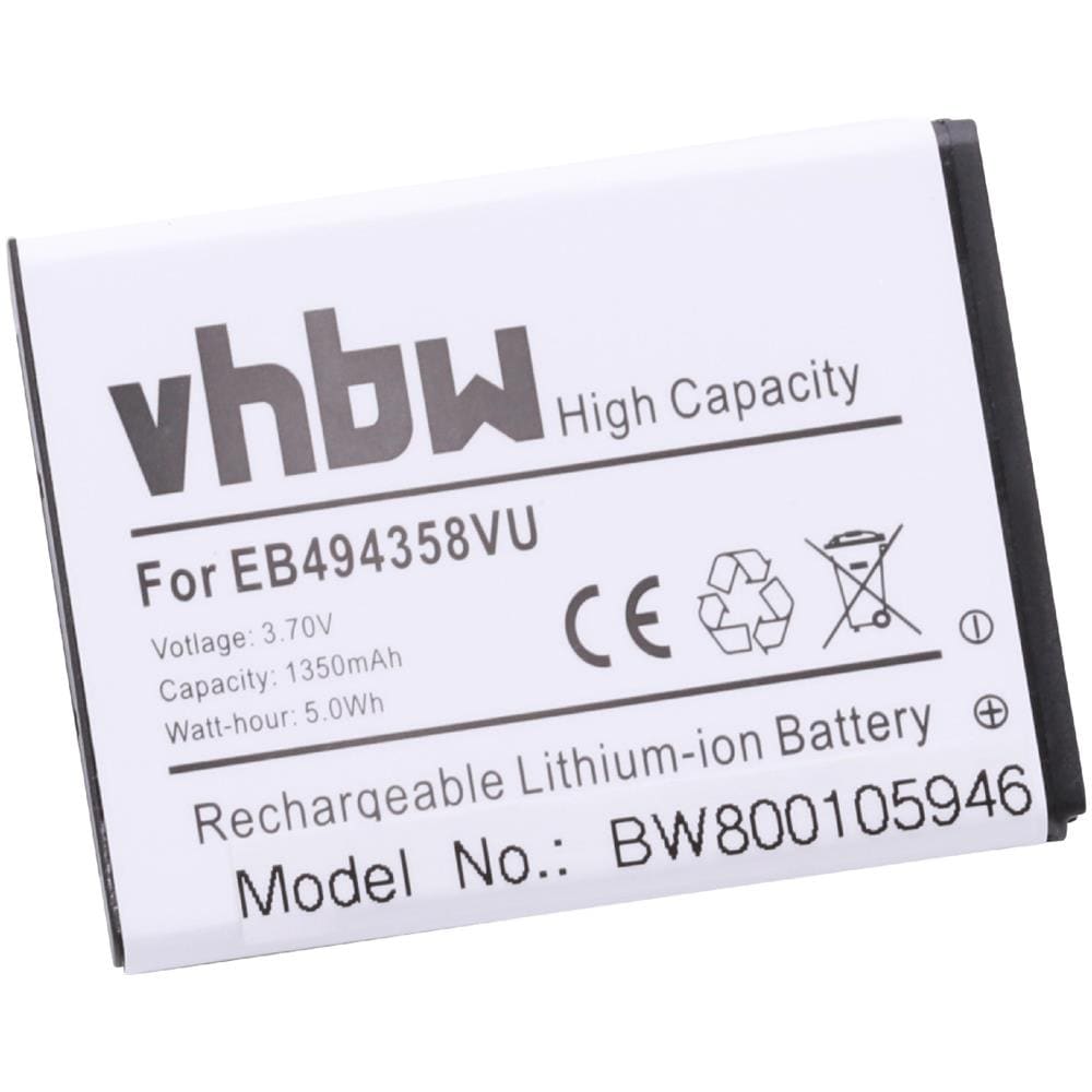 Batteria Vhbw 1350mah (3.7v) Per Smartphone Samsung Gt-s5660 Gt-s5670 Gt-s5830 S5830 Gt-s7250 Gt-s5839i Gt-s6802 Gt-s6312 Sostituisce Eb494358vu. - Foto 2