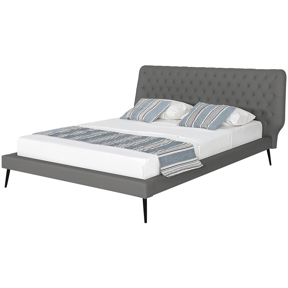 Letto In Simil Pelle Grigia Con Struttura A Doghe 160 X 200 Cm Essonne - Foto 1