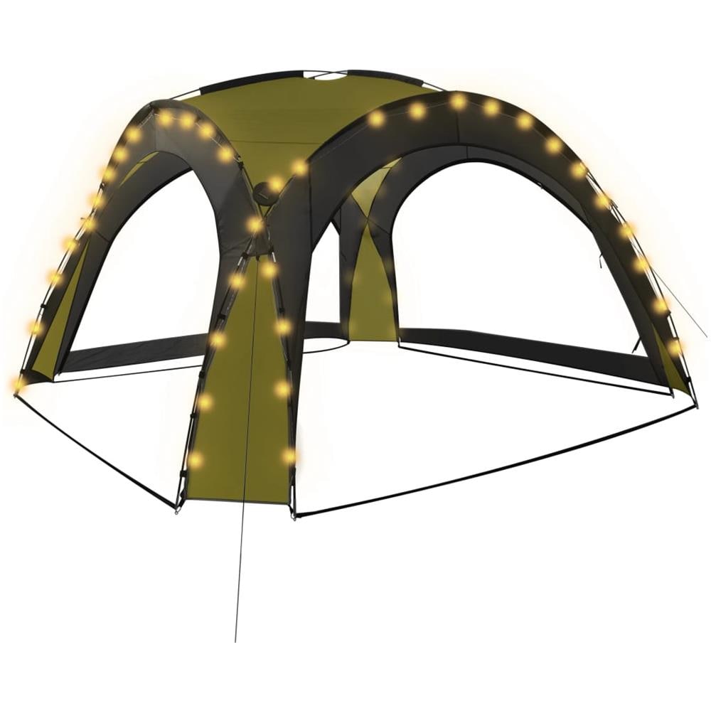 Tenda Per Feste Con Led E 4 Pareti 3,6x3,6x2,3 M Verde - Foto 2