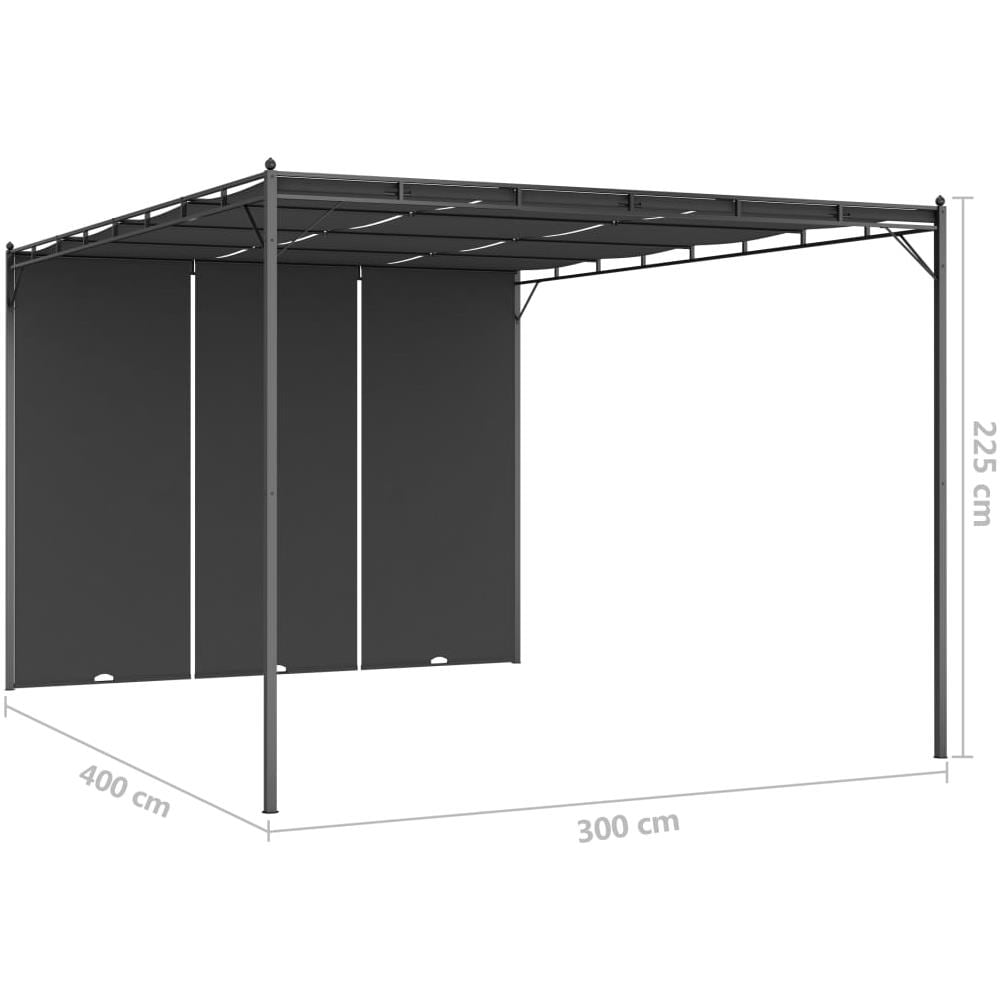 Gazebo da Giardino con Tenda Laterale 4x3x2,25 m Antracite - Foto 15