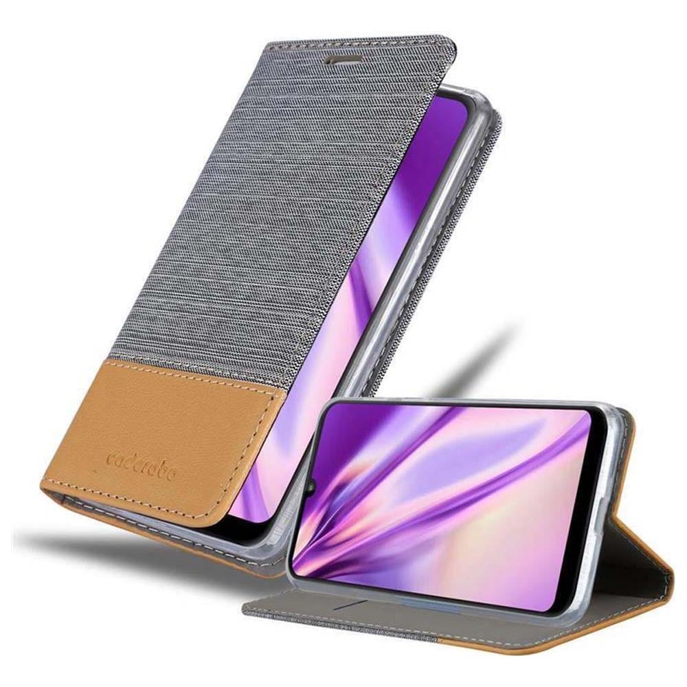 Custodia Compatibile Con Motorola Moto E6 Plus In Grigio Chiaro Marrone - Coperchio Protettiva Con Chiusura Magnetica, Funzione Stand E Tasca Per Le Carte - Foto 1