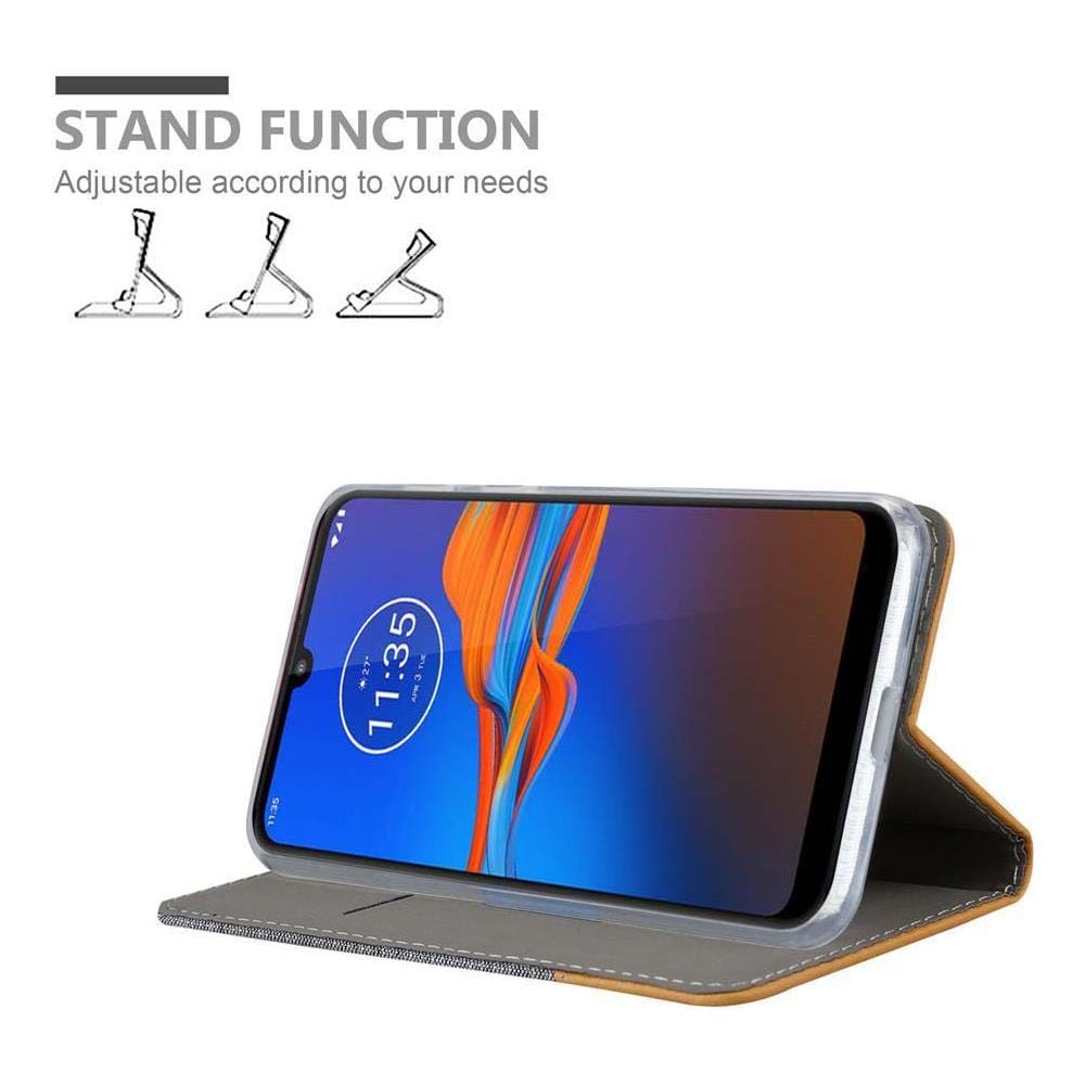Custodia Compatibile Con Motorola Moto E6 Plus In Grigio Chiaro Marrone - Coperchio Protettiva Con Chiusura Magnetica, Funzione Stand E Tasca Per Le Carte - Foto 2