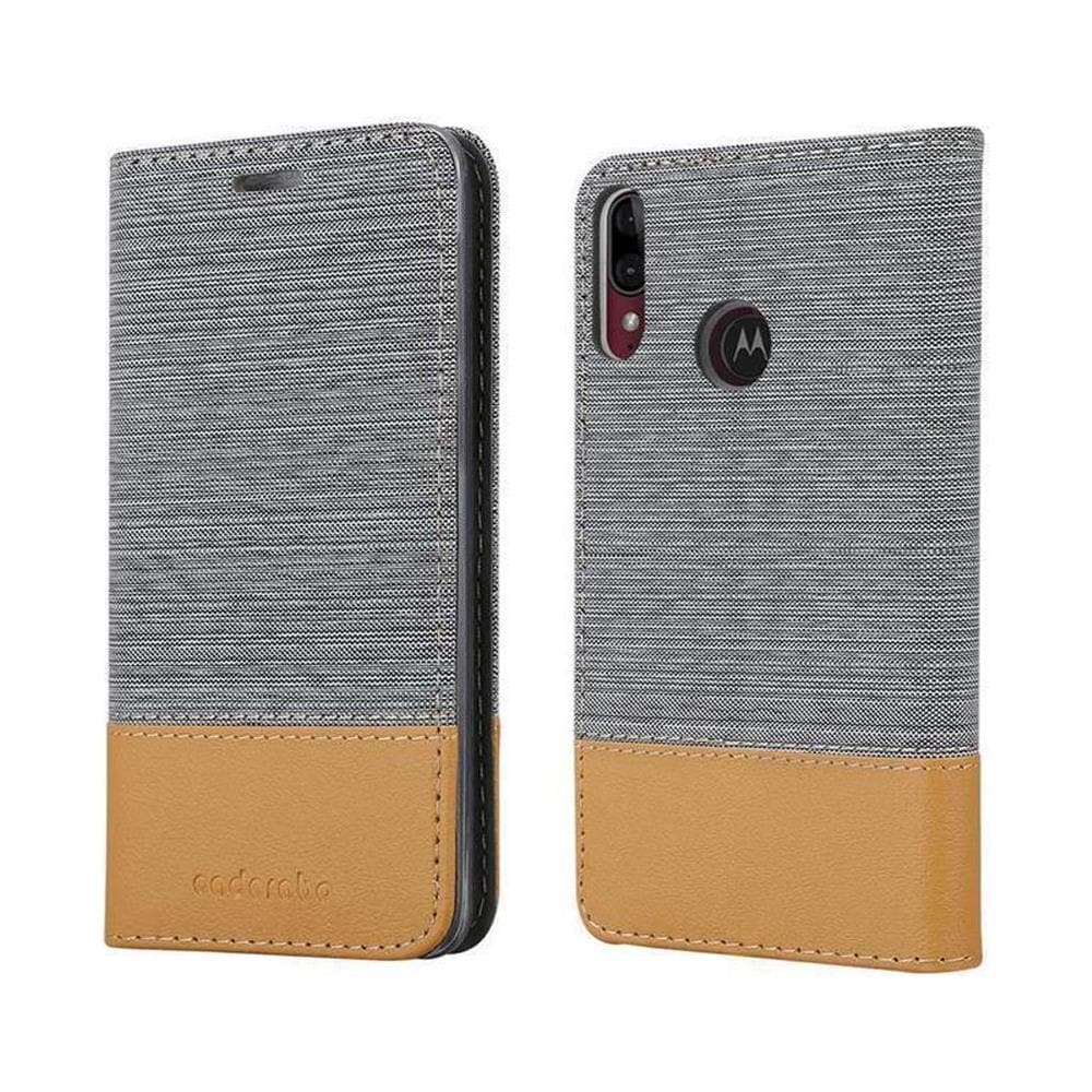 Custodia Compatibile Con Motorola Moto E6 Plus In Grigio Chiaro Marrone - Coperchio Protettiva Con Chiusura Magnetica, Funzione Stand E Tasca Per Le Carte - Foto 8