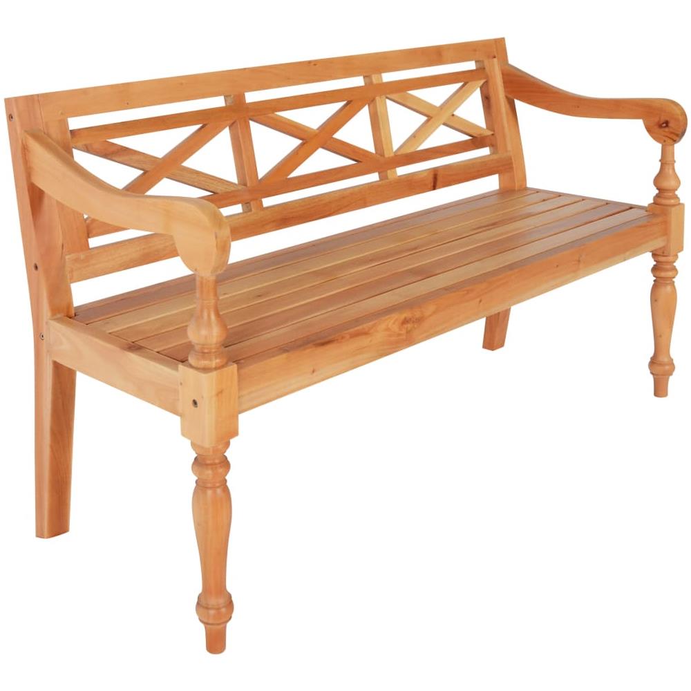 Panca Batavia 123 Cm In Legno Massello Di Mogano Marrone Chiaro - Foto 1