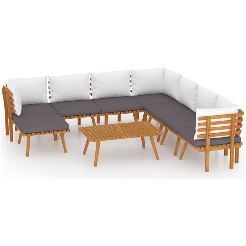 Set Divani Da Giardino 9 Pz Con Cuscini In Massello Di Acacia - Foto 1