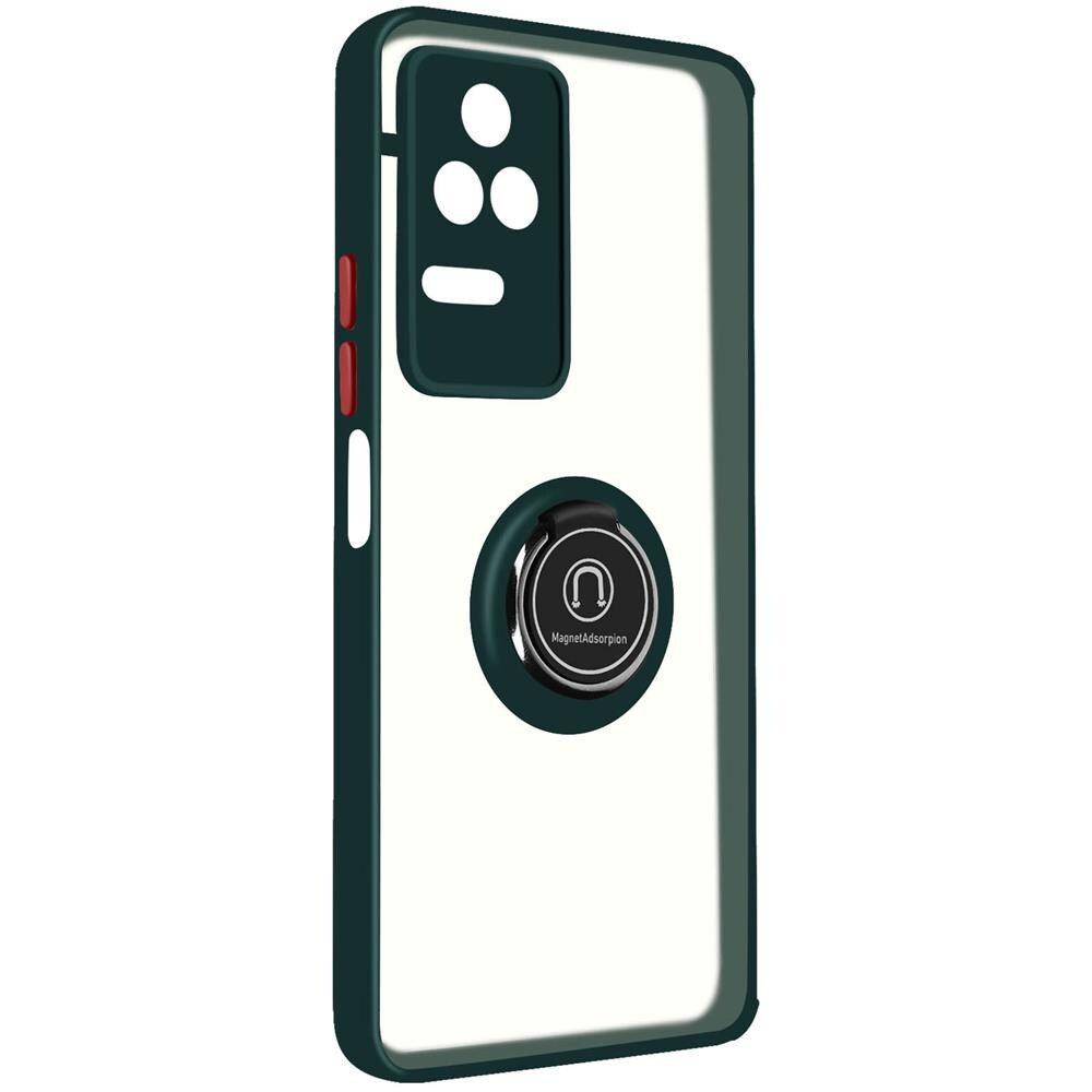 Cover Xiaomi Poco F4 5g Bimateria Anello Metallico Supporto Verde - Foto 2