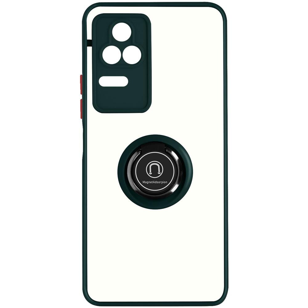 Cover Xiaomi Poco F4 5g Bimateria Anello Metallico Supporto Verde - Foto 1