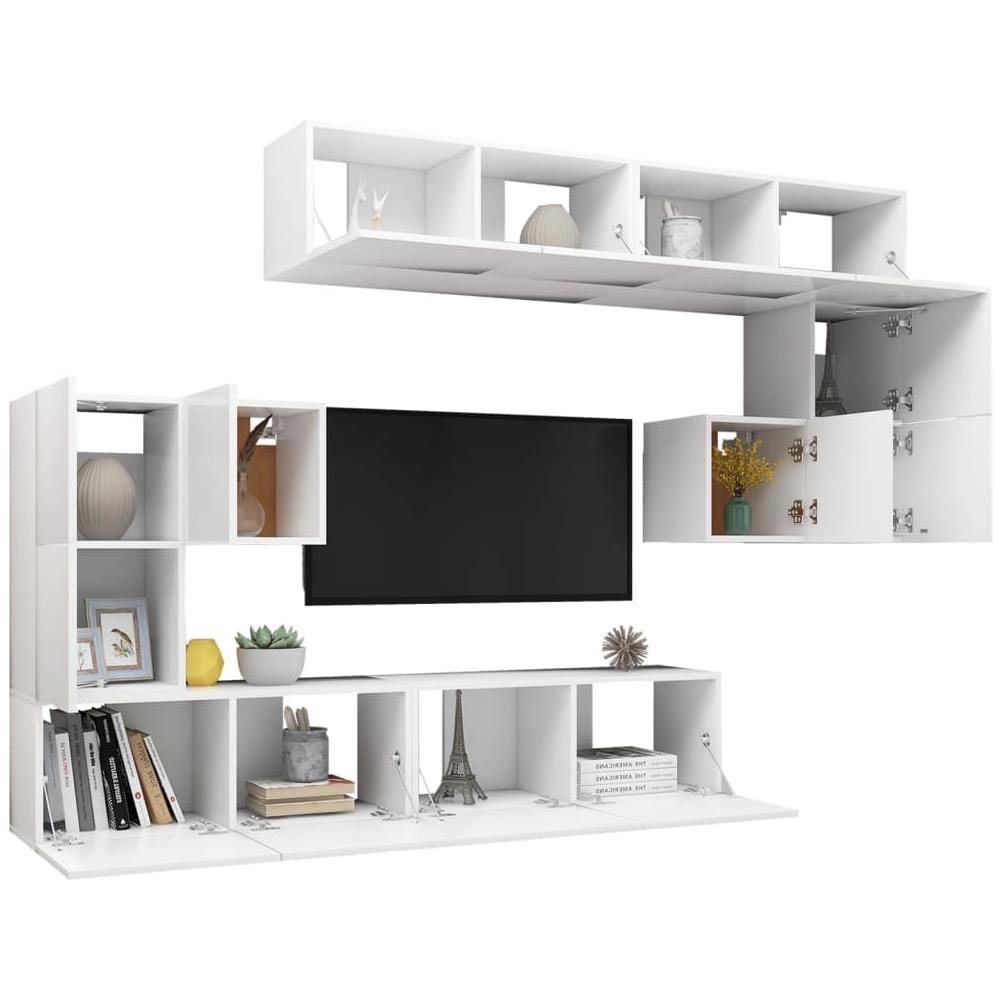 Set Mobili Porta TV 8 pz Bianco in Legno Multistrato - Foto 8
