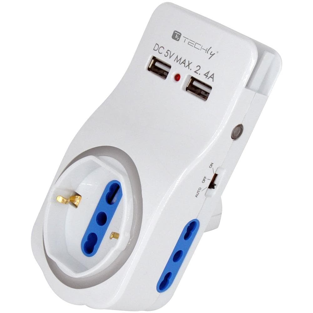 Multipresa 3 Posti E 2 Porte Usb Con Supporto Per Smartphone E Luce Notturna - Foto 3
