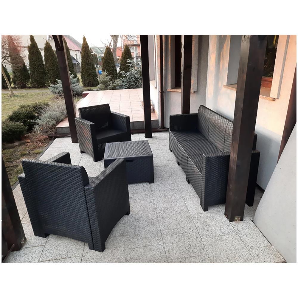 Set Salotto Da Esterno Venus, Set Da Giardino Con Cuscini, Salottino Indoor E Outdoor Effetto Rattan, 100% Made In Italy, Antracite - Foto 4