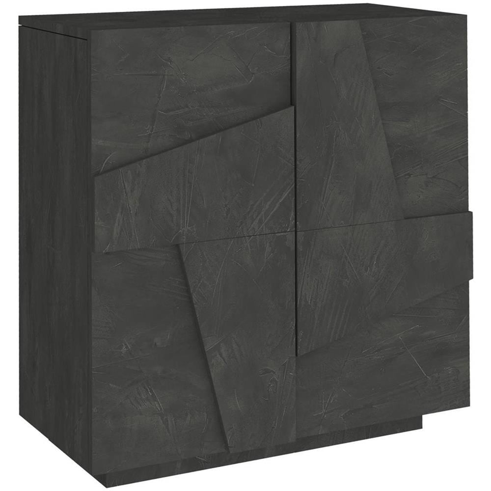 Scarpiera Joel, Mobile Multiuso A 2 Ante, Portascarpe Da Ingresso, 100% Made In Italy, Cm 81x38h86, Ardesia Con Dettaglio - Foto 2