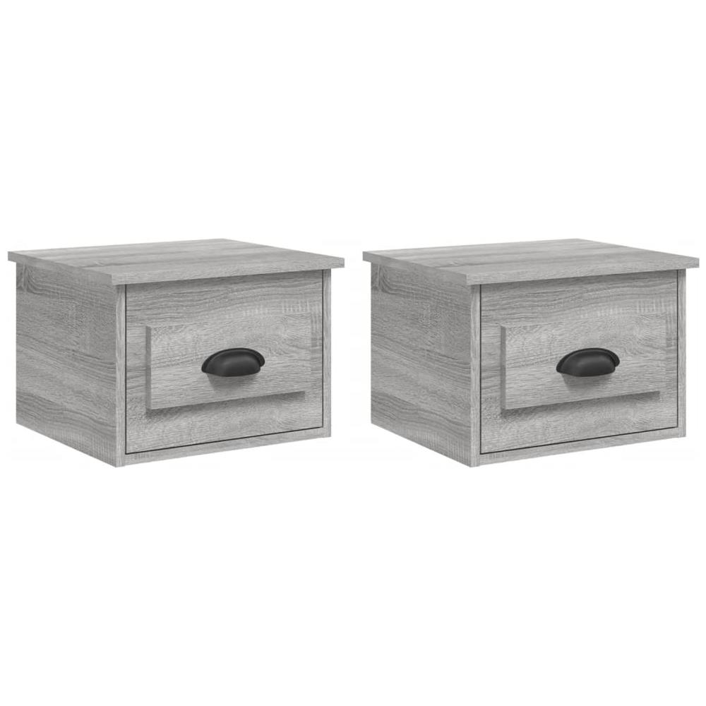 Comodini A Parete 2 Pz Grigio Sonoma 41,5x36x28 Cm - Foto 2
