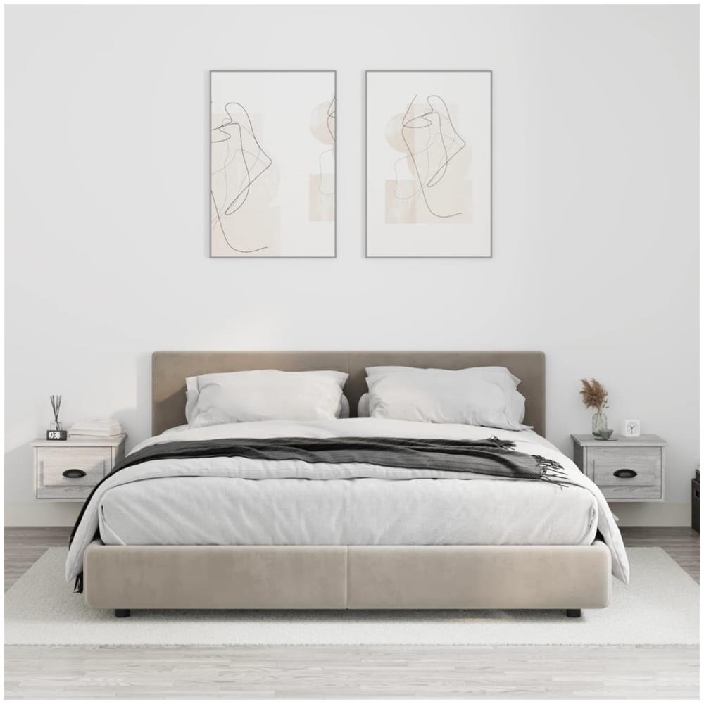 Comodini A Parete 2 Pz Grigio Sonoma 41,5x36x28 Cm - Foto 1