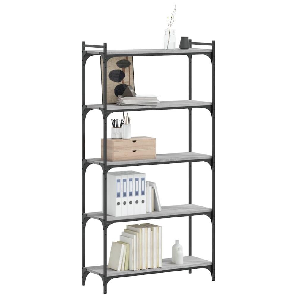 Libreria 5 Ripiani Grigio Sonoma 80x30x154cm Legno Multistrato - Foto 3