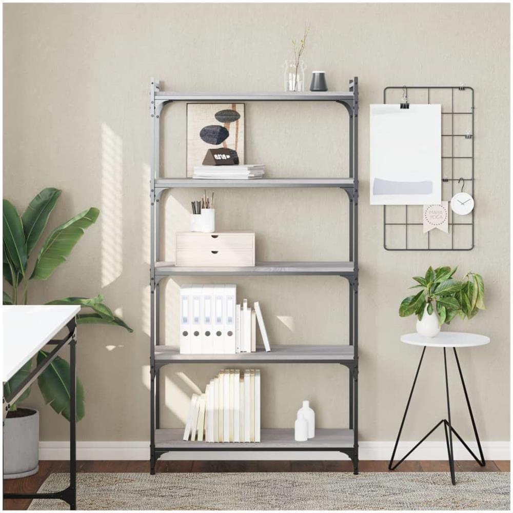 Libreria 5 Ripiani Grigio Sonoma 80x30x154cm Legno Multistrato - Foto 1
