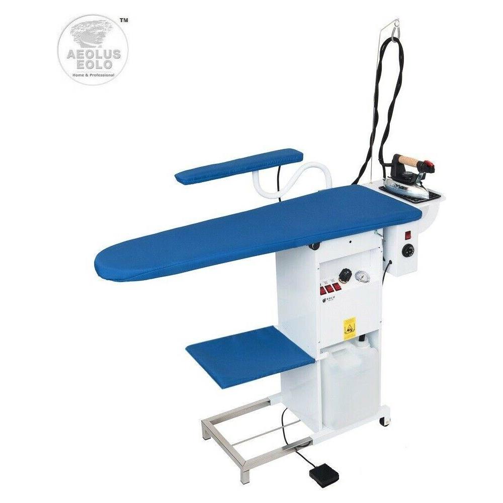 EOLO Tavolo da Stiro Professionale TS03 RA V6 Piano Riscaldato Aspirante Caldaia in Rame Ferro con Paravapore Termostato Braccetto Stiramaniche Aspirante e Riscaldato 112x42 cm Efficienza Energetica A++ - Foto 1