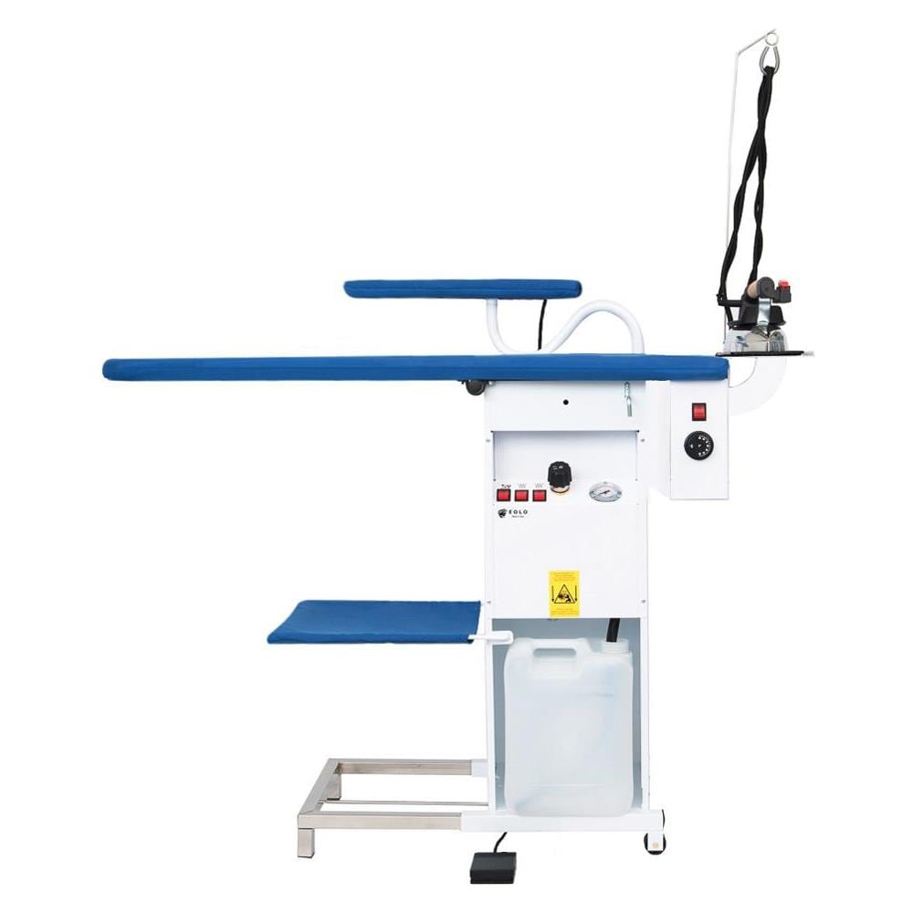 EOLO Tavolo da Stiro Professionale TS03 RA V6 Piano Riscaldato Aspirante Caldaia in Rame Ferro con Paravapore Termostato Braccetto Stiramaniche Aspirante e Riscaldato 112x42 cm Efficienza Energetica A++ - Foto 2