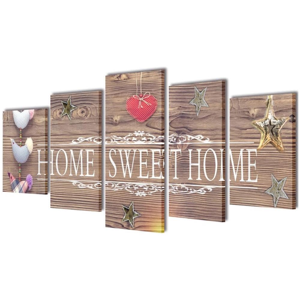 5 Pz Set Stampa Su Tela Da Muro Home Sweet 100 X 50 Cm - Foto 1