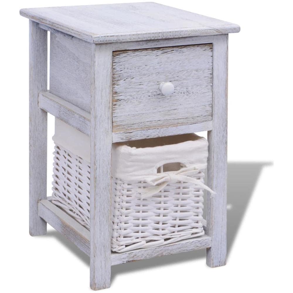 Comodino Shabby Chic Bianco In Legno - Foto 2