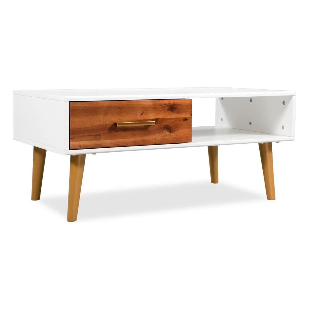 Tavolino Da Caffè In Legno Massello Di Acacia 90x50x40 Cm - Foto 1