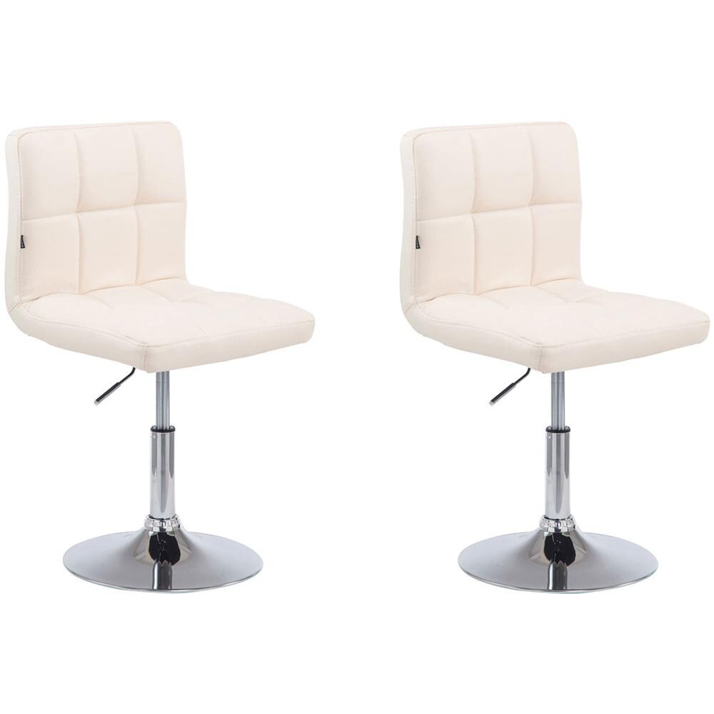 Set 2 Sedie Lounge Design Palma V2 I Coppia Sedie Sgabello Girevoli E Imbottite In Similpelle Trapunta I Sgabelli Regolabili 41-55 CM Crema - Foto 1