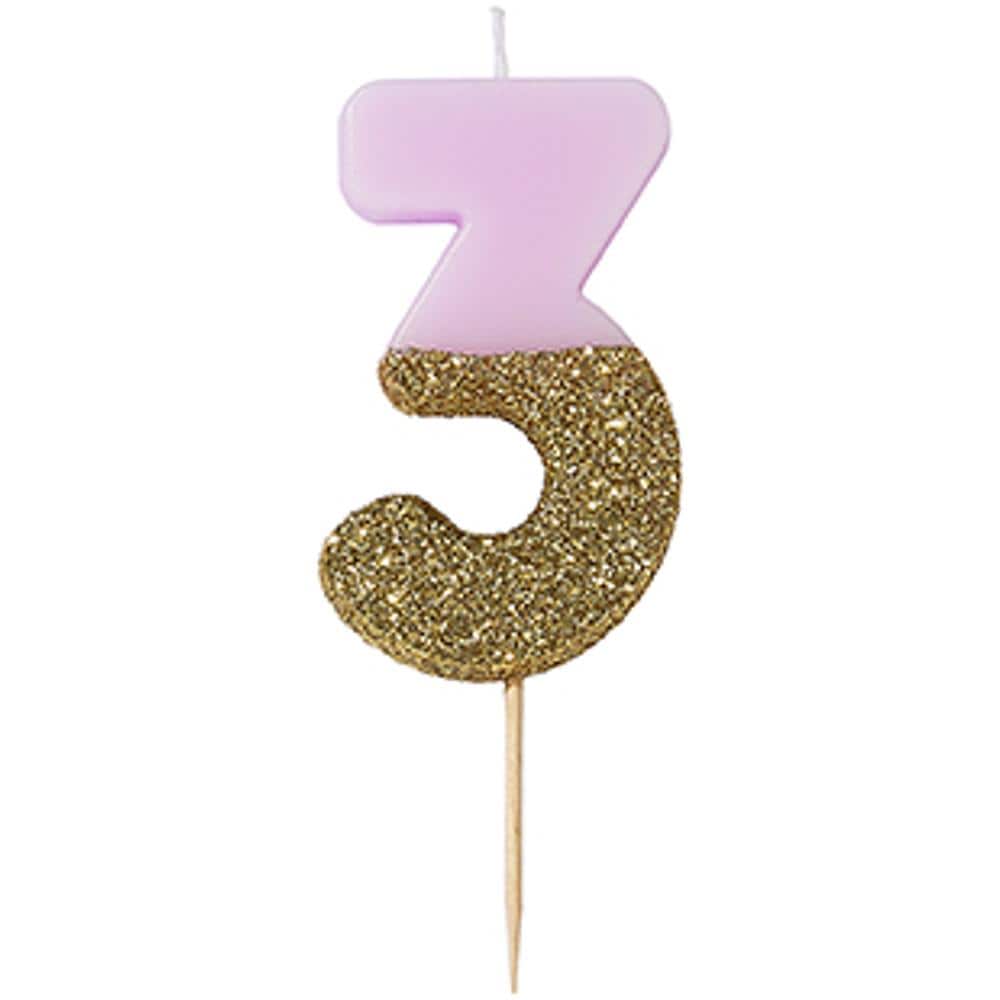 Talking Tables - Candelina Numero 3 Rosa E Oro - Foto 1