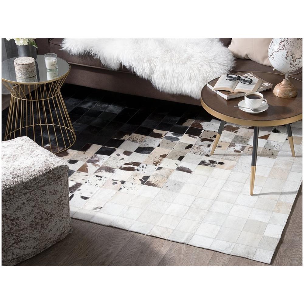 Tappeto In Pelle Color Bianco E Nero 140 X 200 Cm Kemah - Foto 1