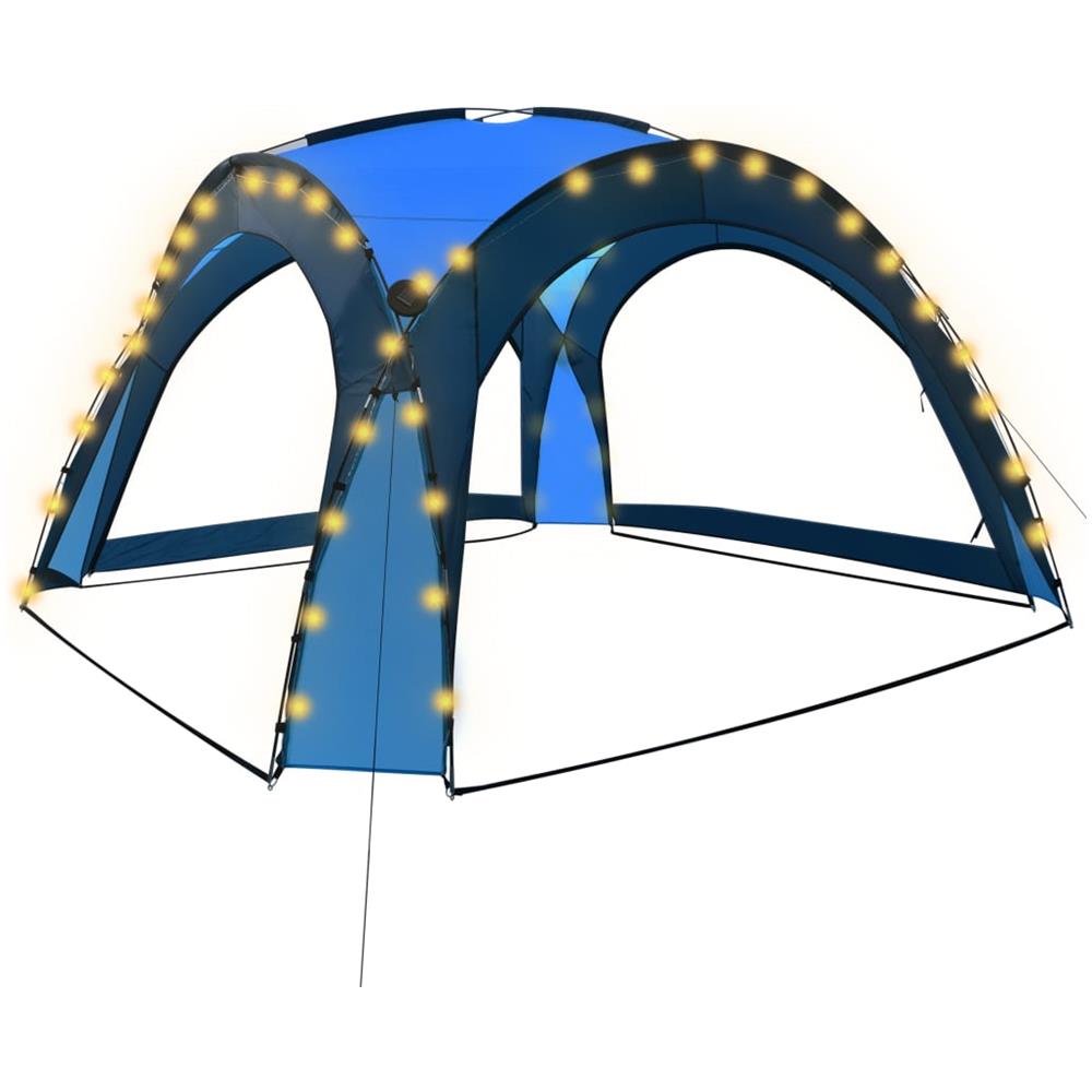 Tenda Per Feste Con Led E 4 Pareti 3,6x3,6x2,3 M Blu - Foto 2