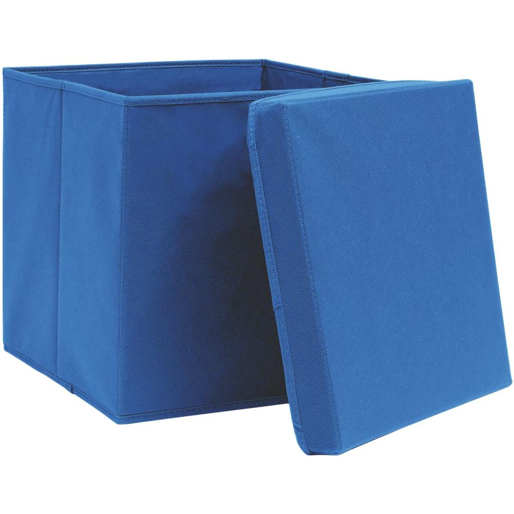 Scatole Portaoggetti con Coperchi 10pz Blu 32x32x32 cm Tessuto - Foto 10
