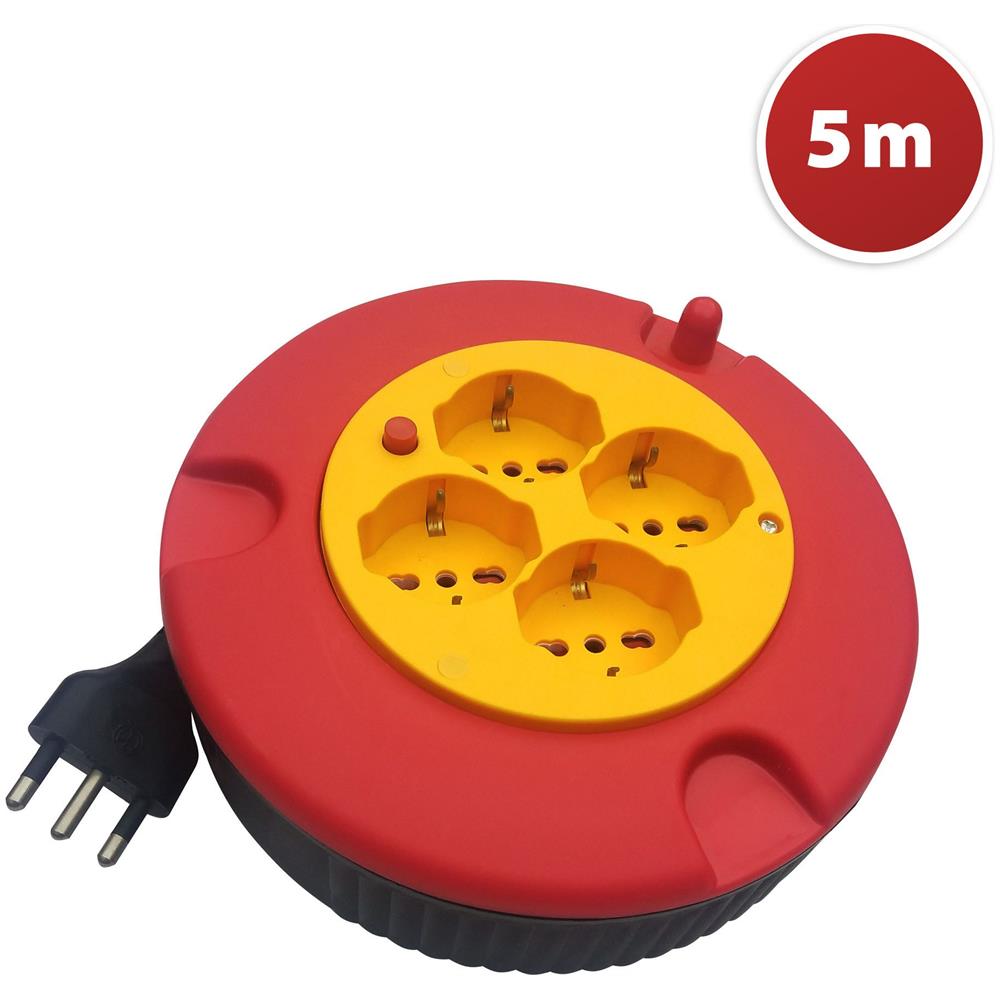 Avvolgicavo Domestico 4 Prese, Cavo H05vv-f3g1.0mm2, 5m, ce - Foto 1