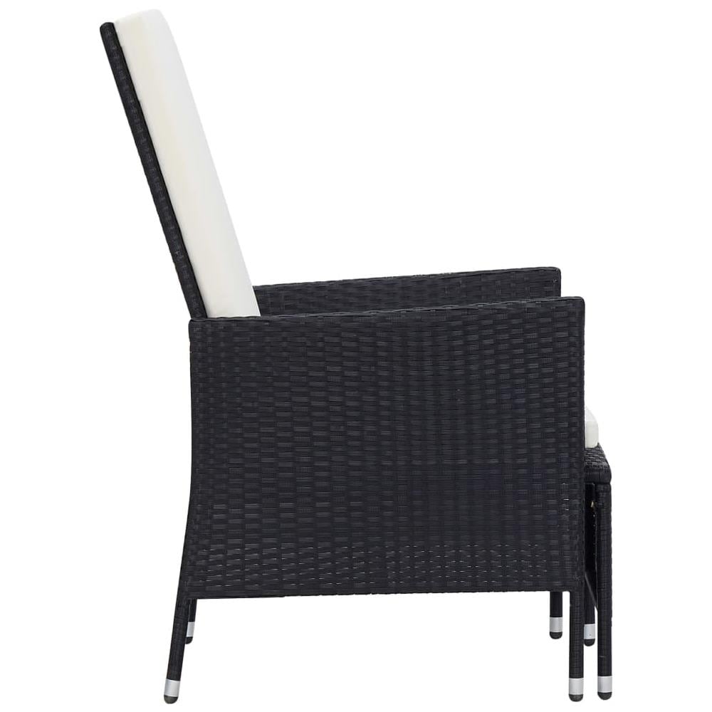 Set Divani Da Giardino 3 Pz Con Cuscini In Polyrattan Nero - Foto 2