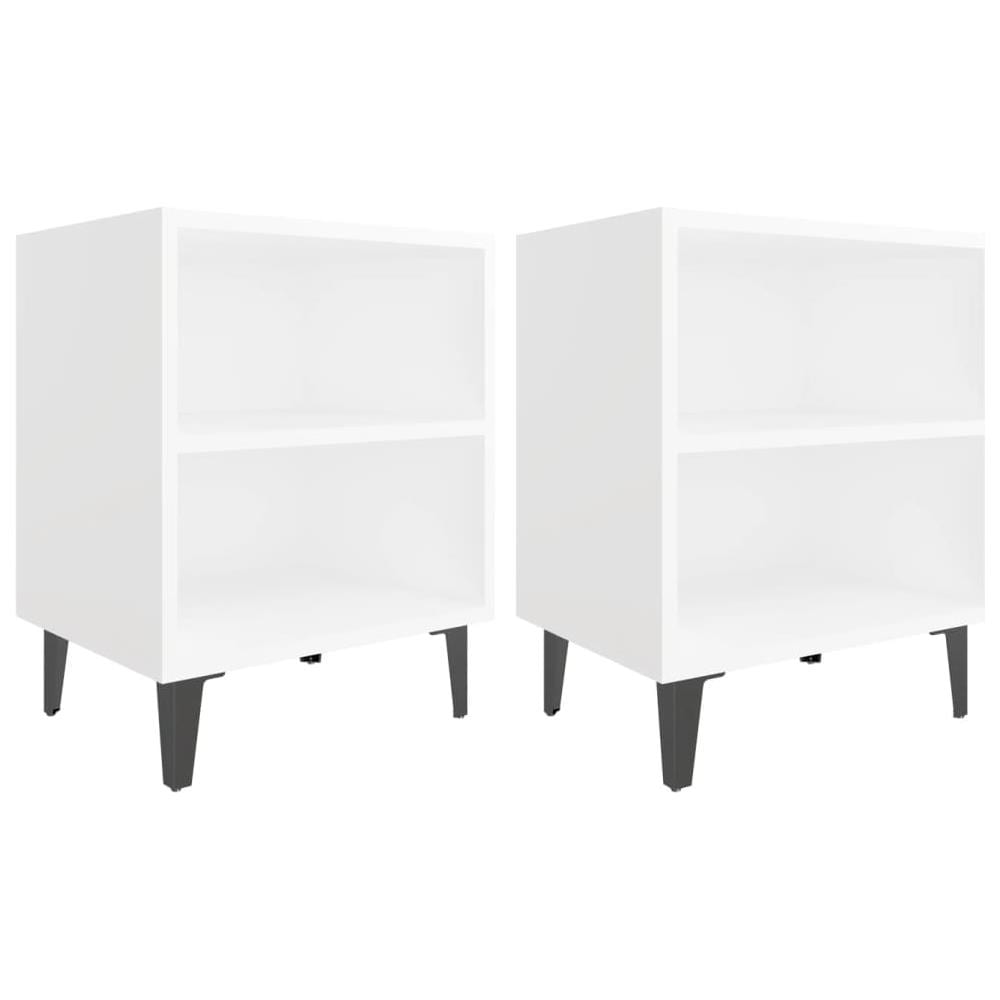 Comodini con Gambe in Metallo 2pz Bianchi 40x30x50 cm - Foto 1
