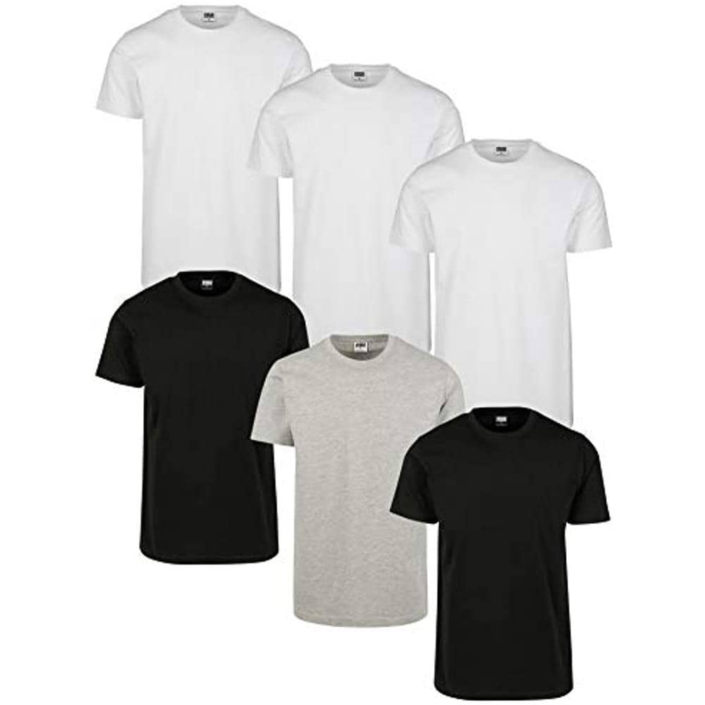Basic Tee 6-pack T-shirt, Multicolore (wht / wht / wht / blk / blk / gry 02257), Small (pacco Da 6) Uomo - Foto 1