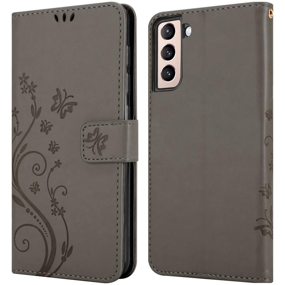 Cadorabo Custodia Compatibile Con Samsung Galaxy S21 Plus In Grigio Fiore - Coperchio Protettivo In Design Floreale Con Chiusura Magnetica, Funzione Stand E Slot Per Carte - Foto 8