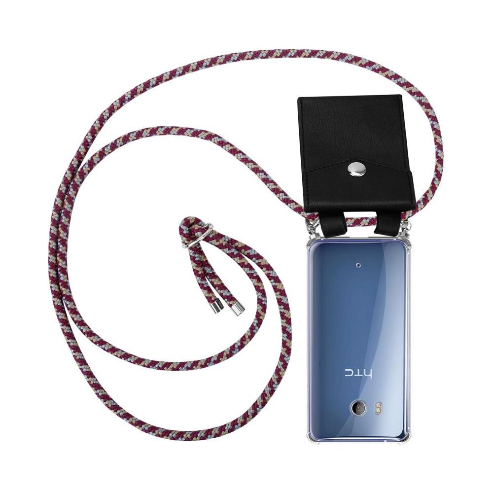 Catena Di Telefoni Cellulari Compatibile Con Htc Ocean / U11 In Rosso Giallo Bianco - Coperchio Protettivo In Silicone Con Anelli D'argento, Cinturino In Corda E Custodia Staccabile - Foto 1