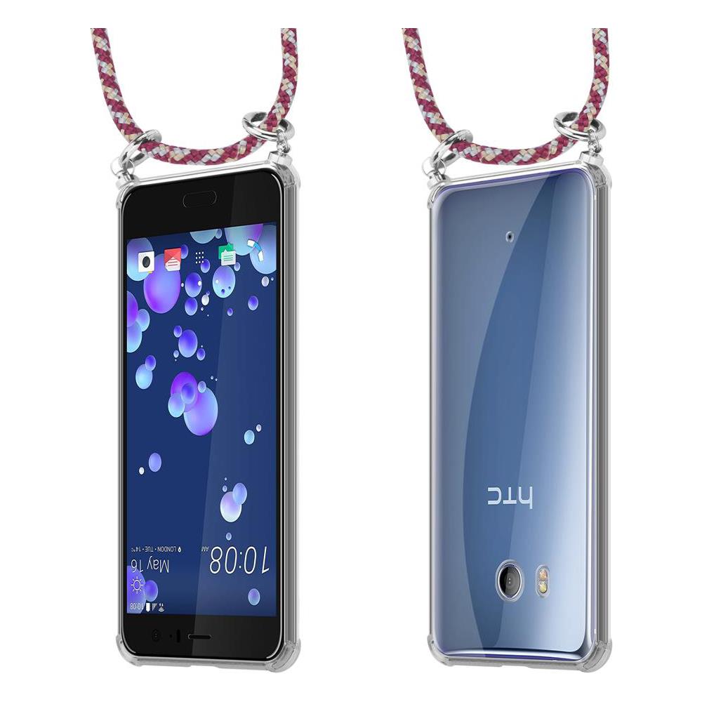 Catena Di Telefoni Cellulari Compatibile Con Htc Ocean / U11 In Rosso Giallo Bianco - Coperchio Protettivo In Silicone Con Anelli D'argento, Cinturino In Corda E Custodia Staccabile - Foto 8