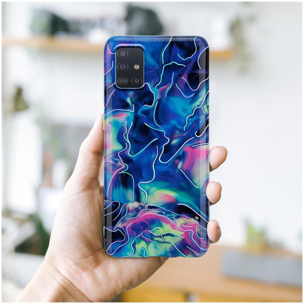 Custodia Compatibile Con Samsung Galaxy A51 4g / M40s In Marmo Rosa Blu No. 17 - Coperchio Protettivo In Silicone Tpu Con Motivo A Mosaico - Foto 7