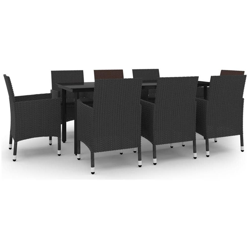 Set Da Pranzo Da Giardino E Cuscini 9 Pz In Polyrattan E Vetro - Foto 2