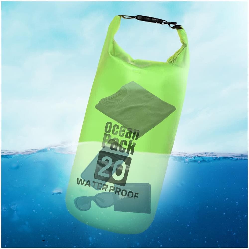 Borsa Zaino Impermeabile 20l, Dry Bag Mare 20 Litri, Sacca Impermeabile Con Tracolla Regolabile, Zaino Waterproof Per Barca Pesca Rafting Spiaggia Sport Acquatici (verde) - Foto 2