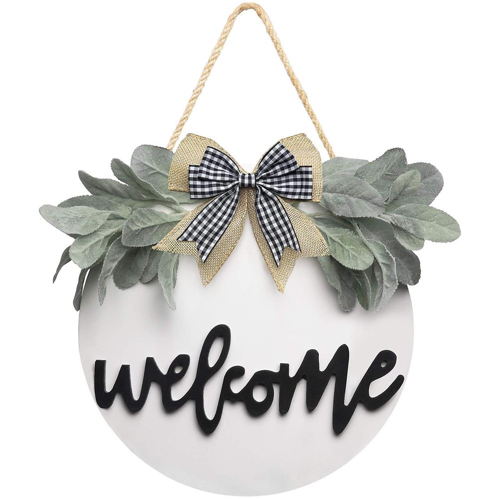 Cartello Di Benvenuto In Legno Per Porta D'Ingresso 'Welcome Hello' - Decorazione Da Parete 30x13 Cm, Regalo Per Inaugurazione Casa