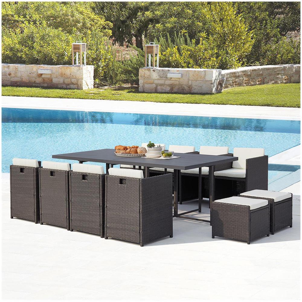 Salotto Da Giardino A Incasso 12 Posti Resina Intrecciata Grigio/bianco Sunset - Foto 2