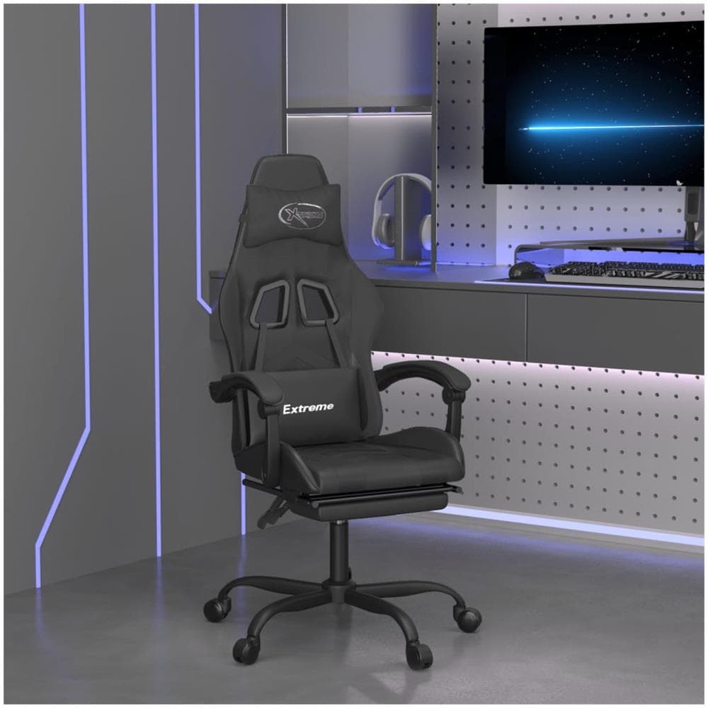 Sedia Da Gaming Con Poggiapiedi Nero In Similpelle - Foto 1