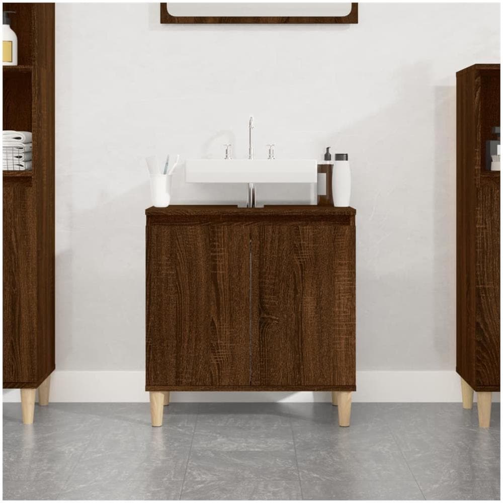 Mobile Lavabo Rovere Marrone 58x33x60 Cm In Legno Multistrato - Foto 1
