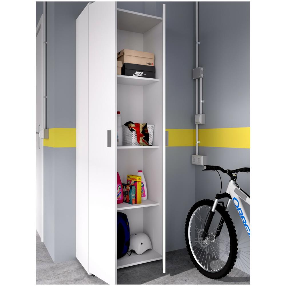 Armadio Multiuso Serro, Mobile Multifunzione Portascarpe, Guardaroba A 2 Ante, 61x35h190 Cm, Bianco - Foto 4