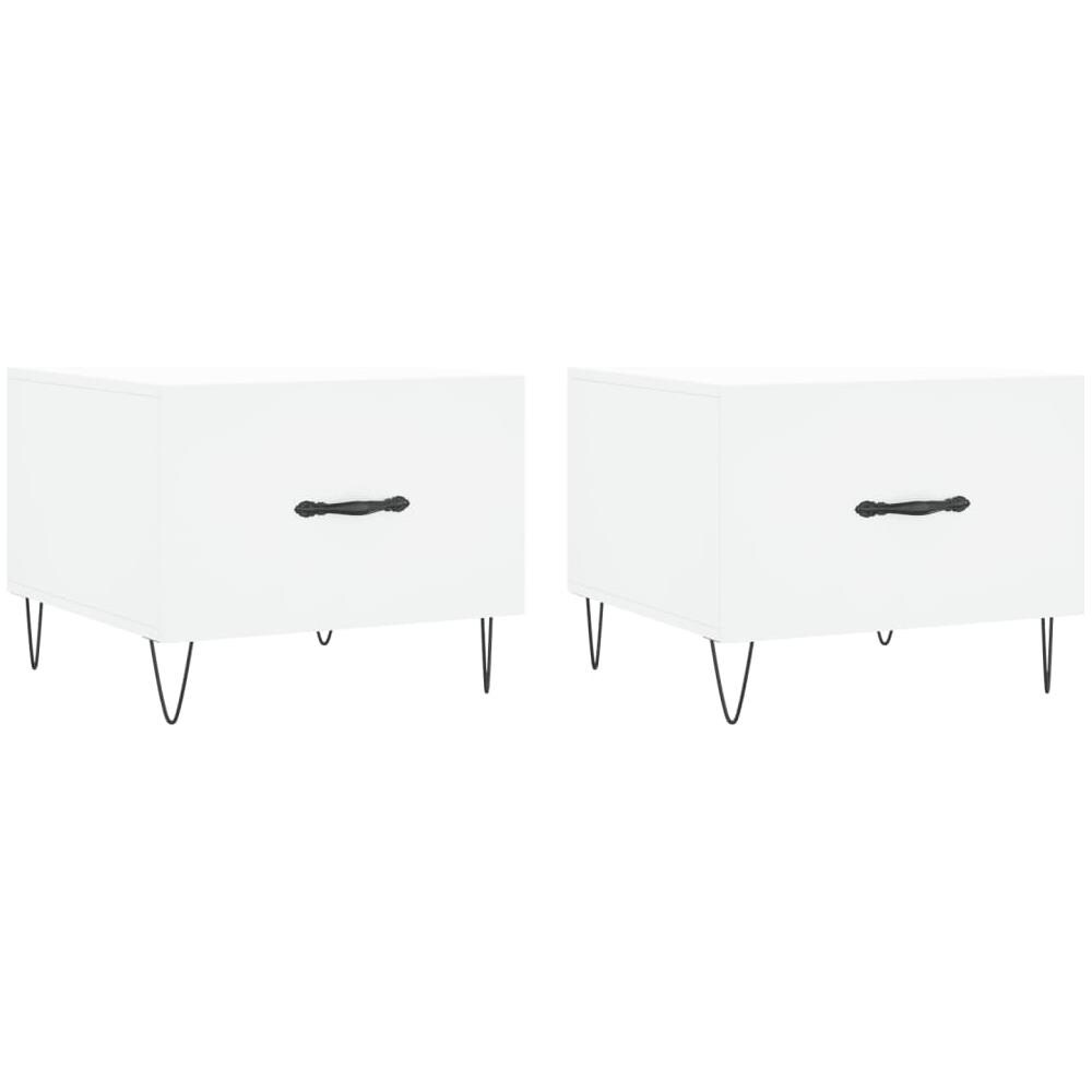 Tavolini Da Salotto 2 Pz Bianchi 50x50x40 Cm Legno Multistrato - Foto 2