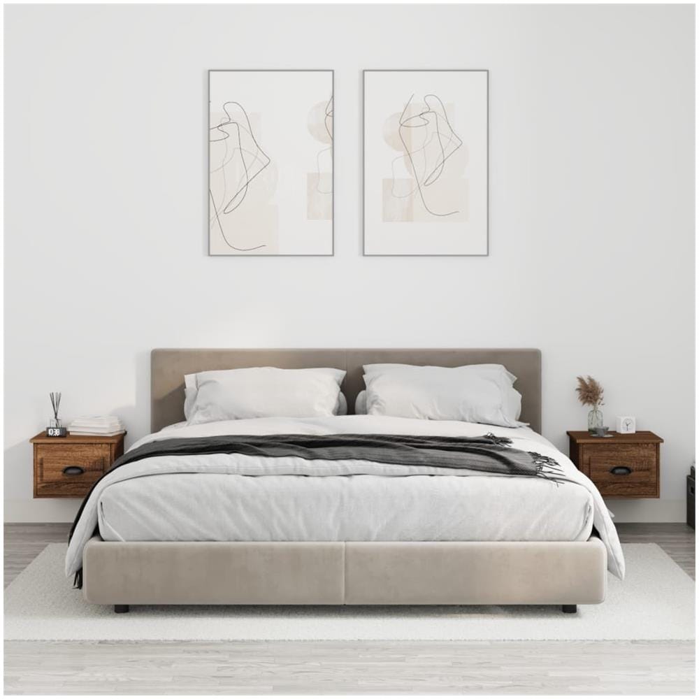 Comodini A Parete 2 Pz Rovere Marrone 41,5x36x28 Cm - Foto 1