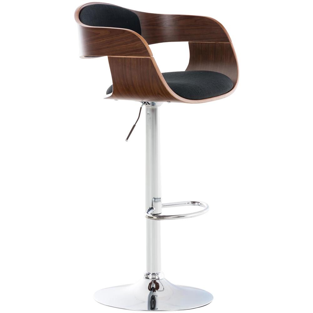 Sgabello rétro Kingston con Braccioli - Sgabello Bar Girevole 360° in Tessuto e Legno I Sgabello Alto Bancone Regolabile 63 - 77 cm Noce / Nero - Foto 1