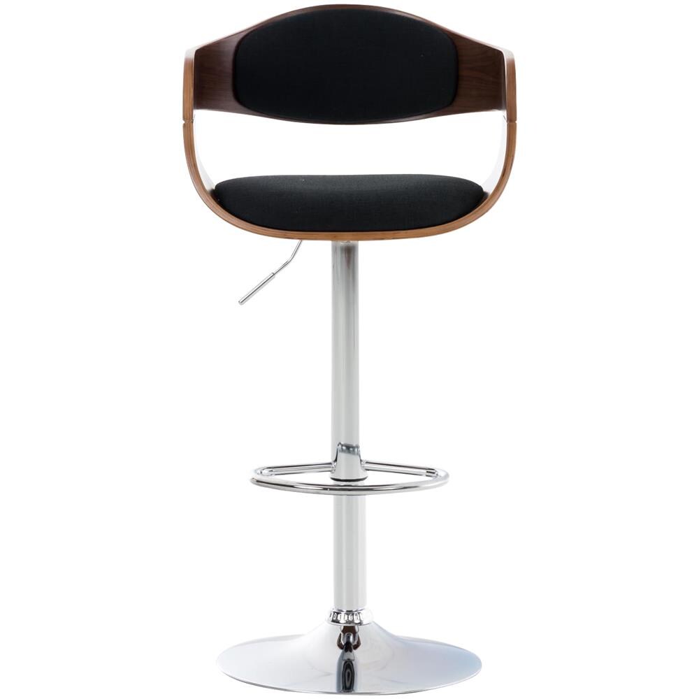 Sgabello rétro Kingston con Braccioli - Sgabello Bar Girevole 360° in Tessuto e Legno I Sgabello Alto Bancone Regolabile 63 - 77 cm Noce / Nero - Foto 2