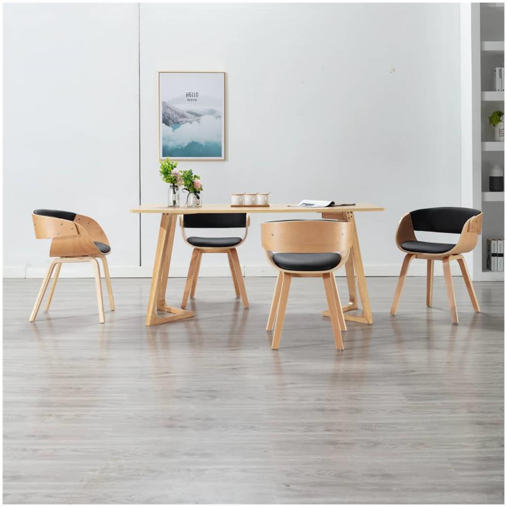 Sedie Da Pranzo 4 Pz Nere In Legno Piegato E Similpelle - Foto 1