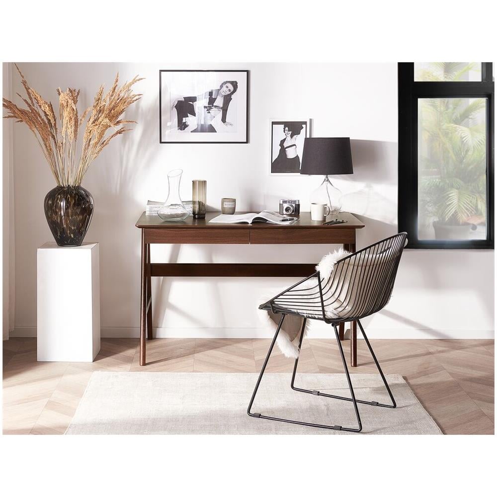 Scrivania Sheslay Marrone Scuro 120 Cm 70 Cm Con Contenitore - Foto 2